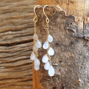 Boucles d'oreilles cascade pierre de lune