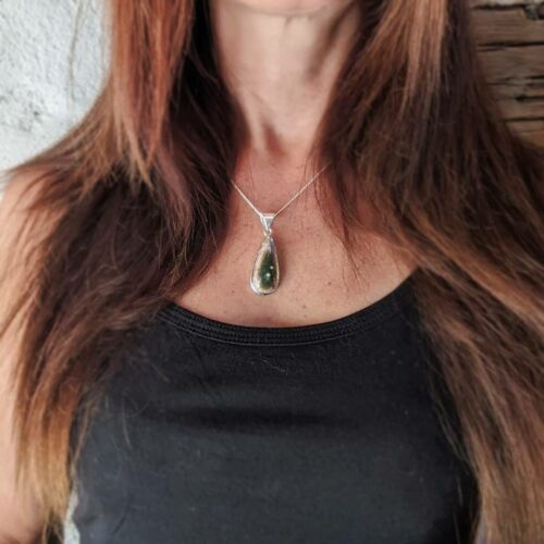 Pendentif en jaspe océan goutte