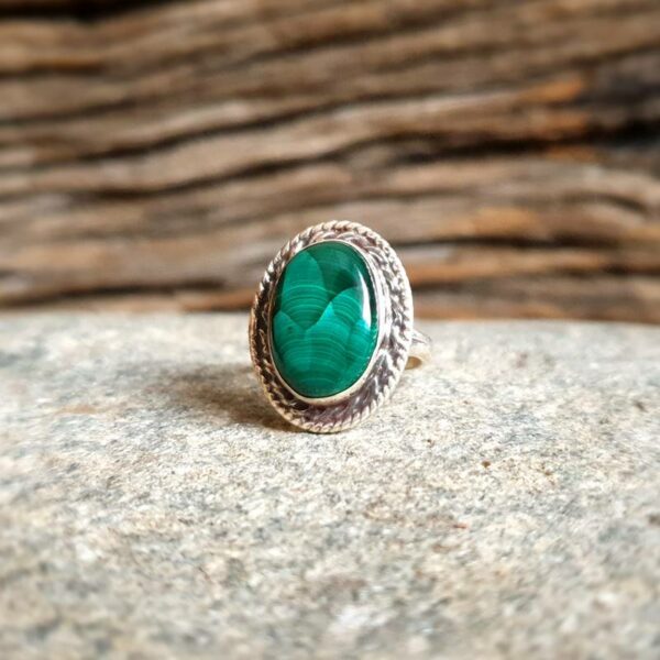 Bague malachite argent