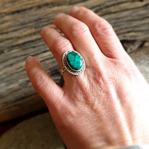 Bague malachite argent