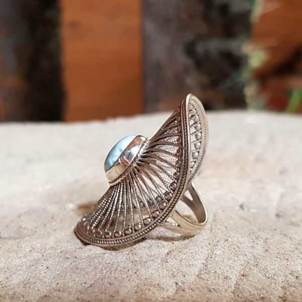 Bague larimar argent ÉVENTAIL