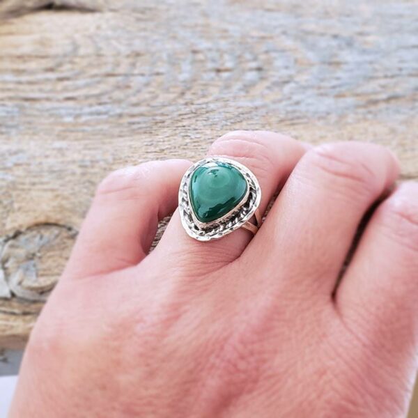 Bague malachite argent ajustable NATURE