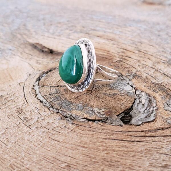 Bague malachite argent ajustable NATURE