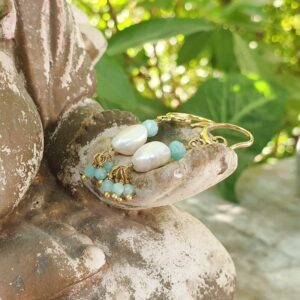 Boucles d'oreilles perles et amazonite YLANG