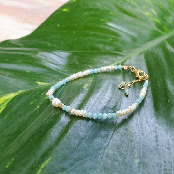 Bracelet perles d'eau douce et amazonite ANDAMAN