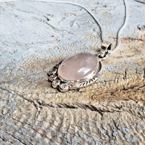 Pendentif quartz rose argent