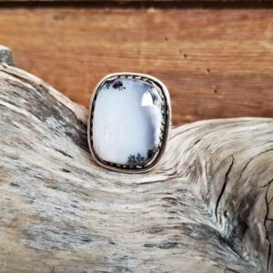 Bague opale dendritique argent ajustable