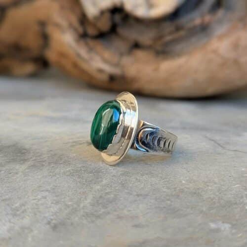 Bague malachite argent JUNGLE