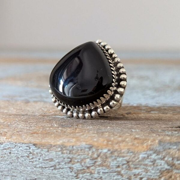 Bague argent et onyx goutte