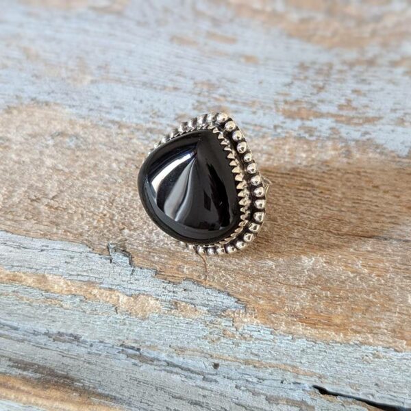 Bague argent et onyx goutte