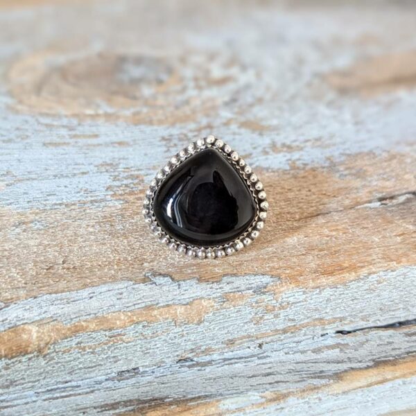 Bague argent et onyx goutte