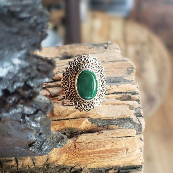 Bague argent malachite JUNGLE