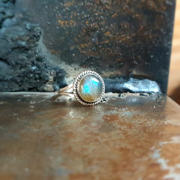 Bague pastille labradorite argent