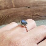 Bague pastille labradorite argent