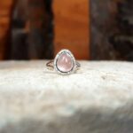 Bague quartz rose argent GOUTTE
