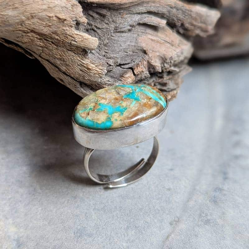 Grosse bague argent turquoise ROYSTON
