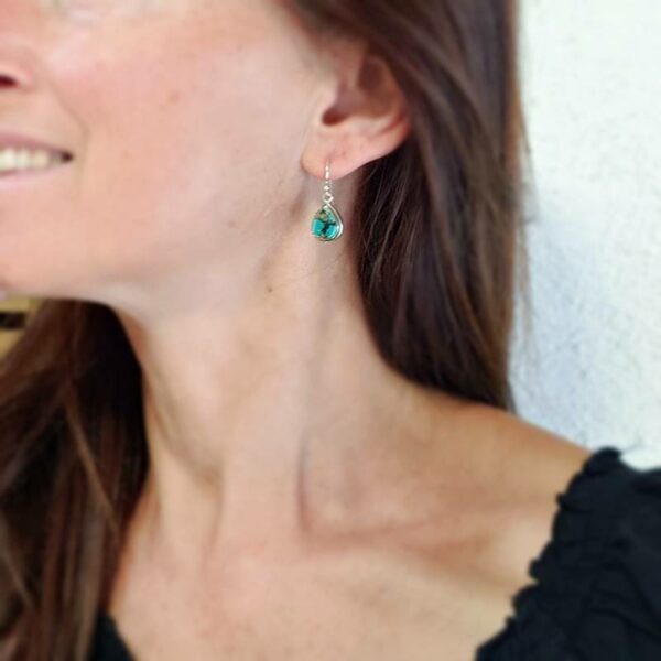 Boucles d'oreilles turquoise argent AMDO