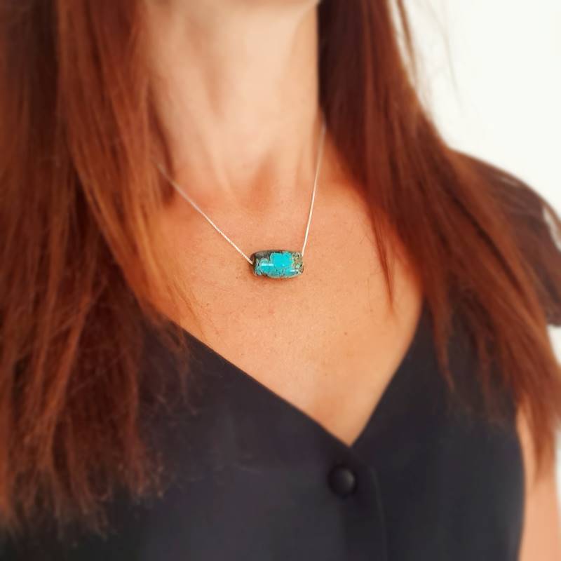 Collier turquoise argent DZI