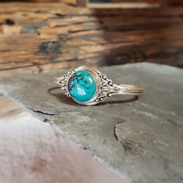 Jonc turquoise argent COURAGE