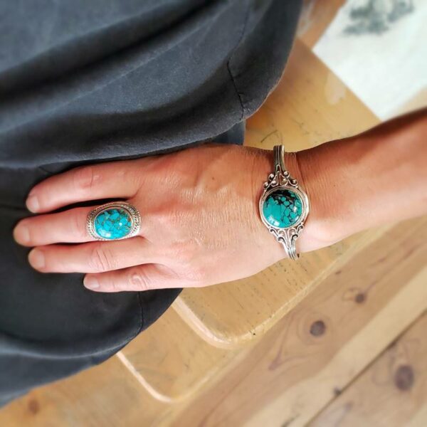 Jonc turquoise argent COURAGE