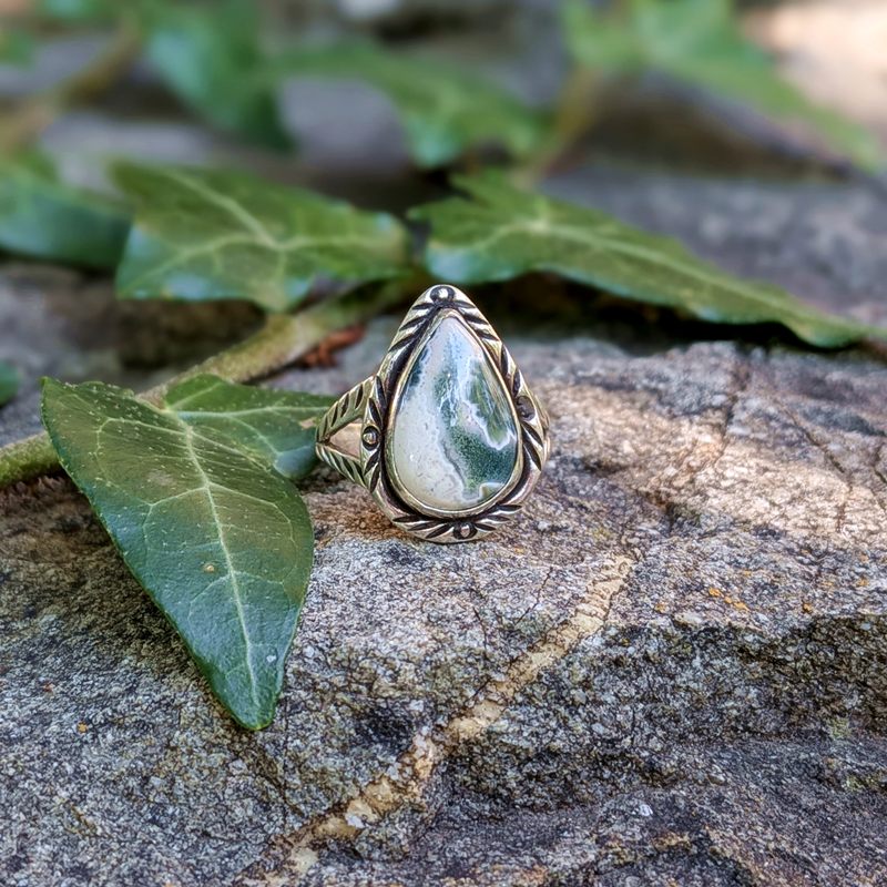 Bague en jaspe orbiculaire argent Bague en jaspe orbiculaire argent