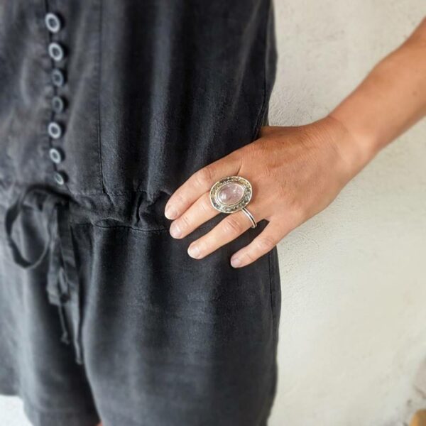 Bague quartz rose argent DOUCE