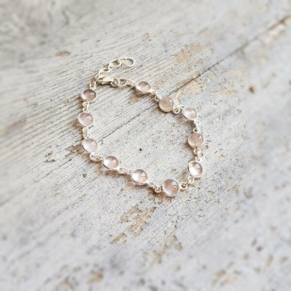 Bracelet en quartz rose argent