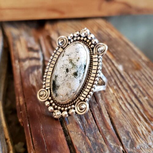Bague ethnique jaspe argent