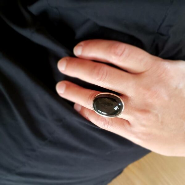 Bague obsidienne argent