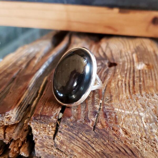 Bague obsidienne argent