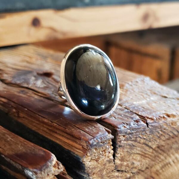 Bague obsidienne argent