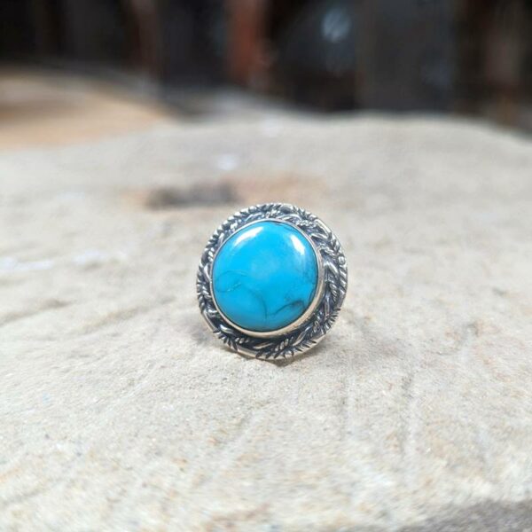 Bague pastille turquoise et argent