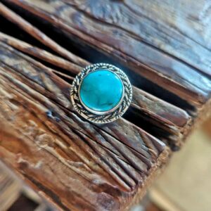 Bague pastille turquoise et argent