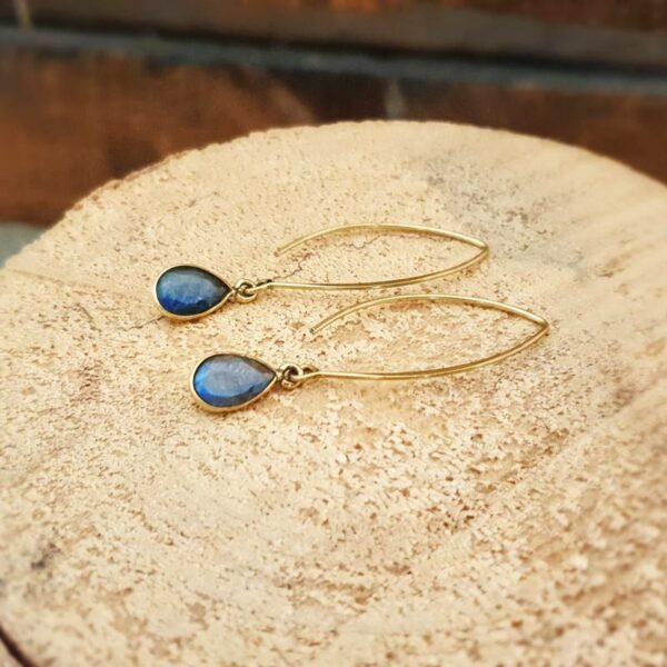 Boucles d'oreilles labradorite dorées