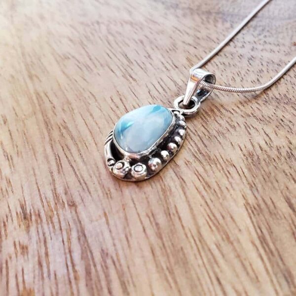 Pendentif larimar argent AMOUR