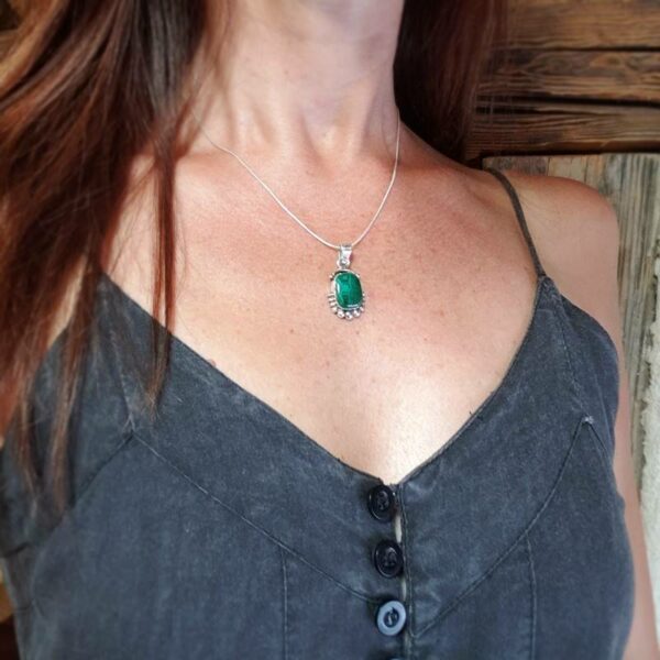 Pendentif malachite argent NATURE