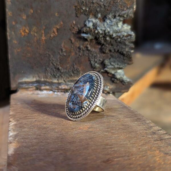 Bague argent et pietersite bleue