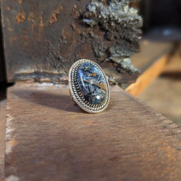 Bague argent et pietersite bleue