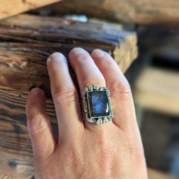 Bague labradorite bohème