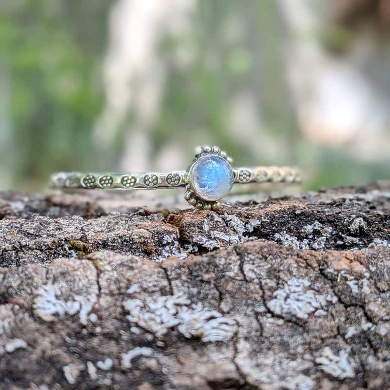 Bracelet jonc pierre de lune argent