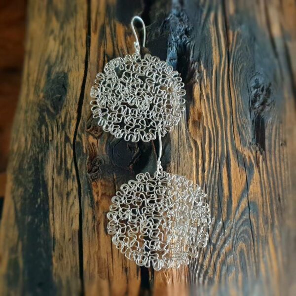 Grandes boucles d'oreilles nid d'abeille argent