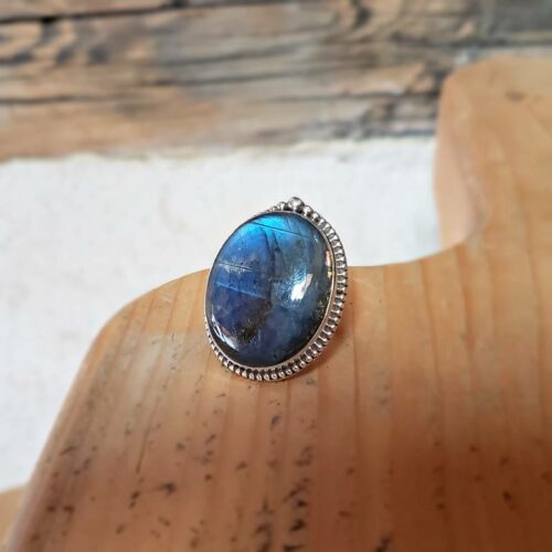 Grosse bague labradorite argent