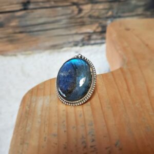 Grosse bague labradorite argent