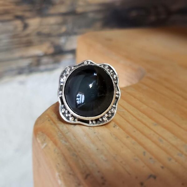 Bague argent obsidienne noire