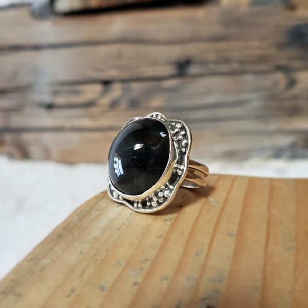 Bague argent obsidienne noire