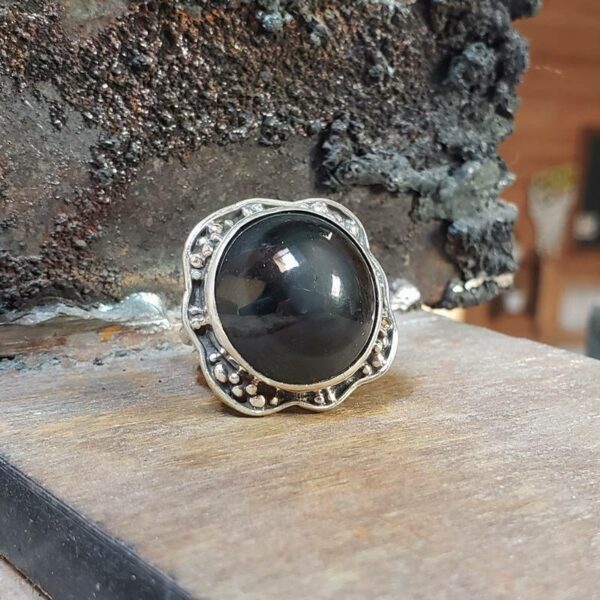 Bague argent obsidienne noire