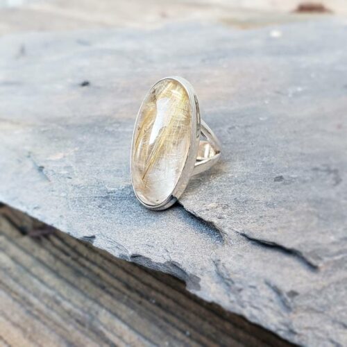 Bague en quartz rutile doré