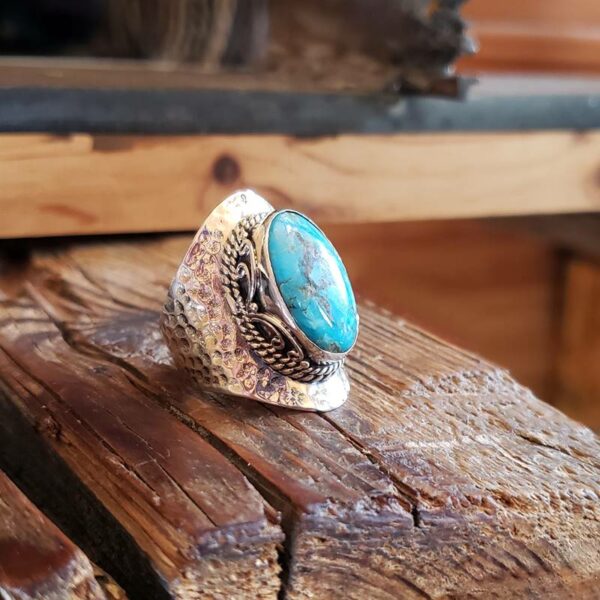 Bague turquoise large argent