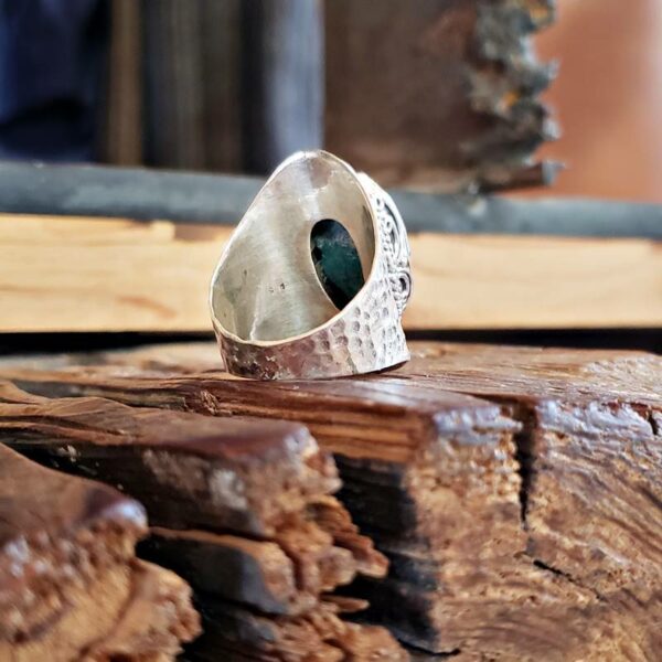 Bague turquoise large argent