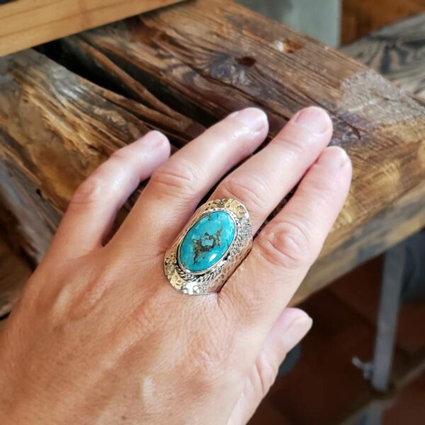 Bague turquoise large argent